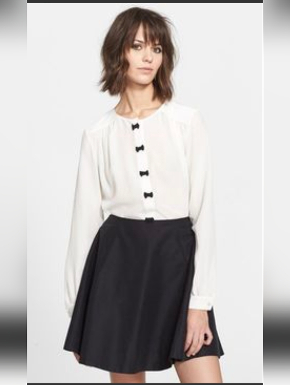 kate spade White Blouse with Black Bow Buttons
